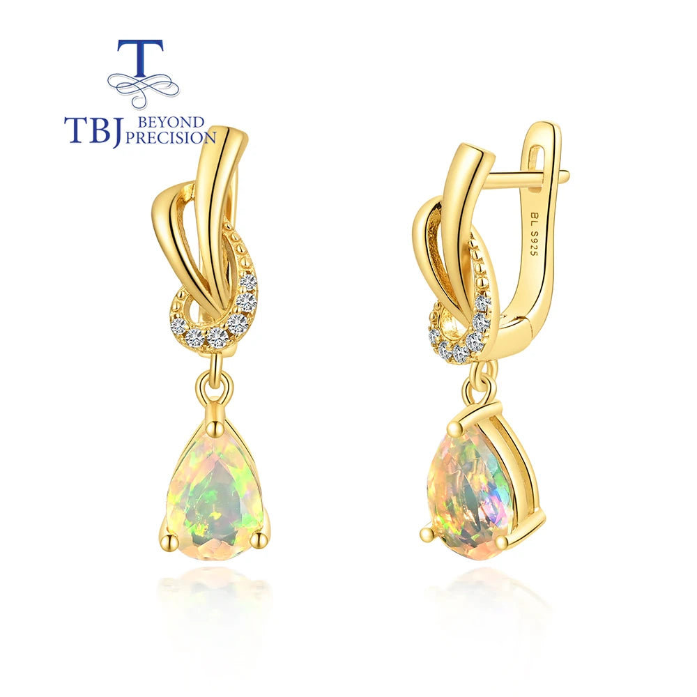 TBJ 100% Natural Ethiopia Opal earrings 925 sterling silver gemstones women fine jewelry for women wife birthday nice gift